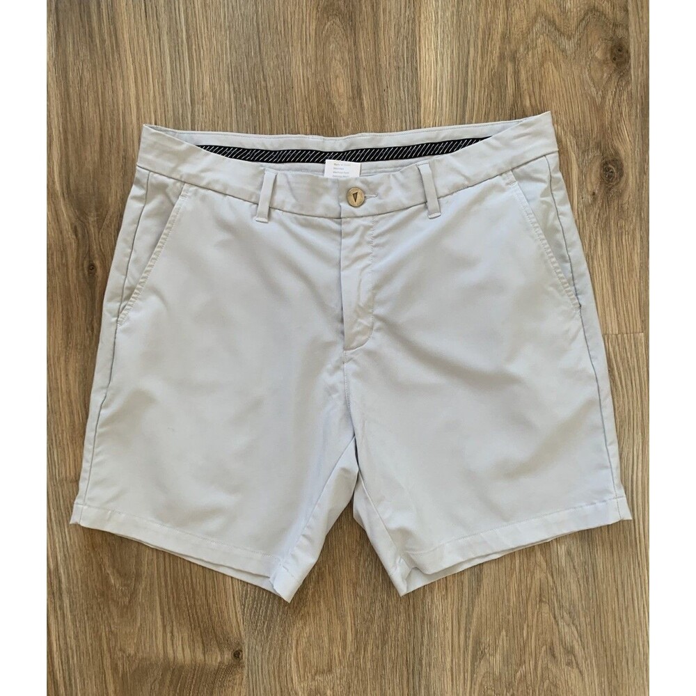 Primo Chino Shorts Mens 34 Gray Polyester Spandex 7” Inseam Microfiber Stretch